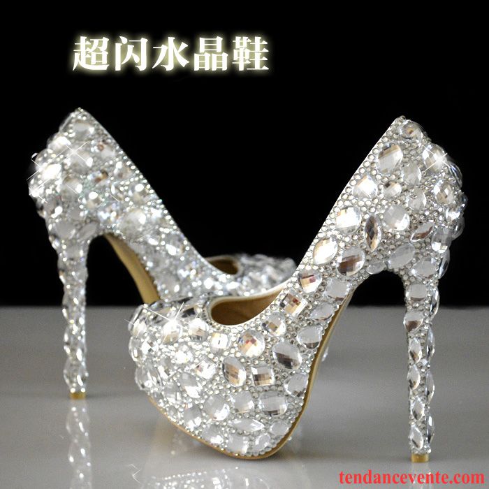 Escarpins Beige Doré Blanc Cristal Imitation Strass Mariage Femme Mariée Talons Hauts Argent Chaussures De Mariage