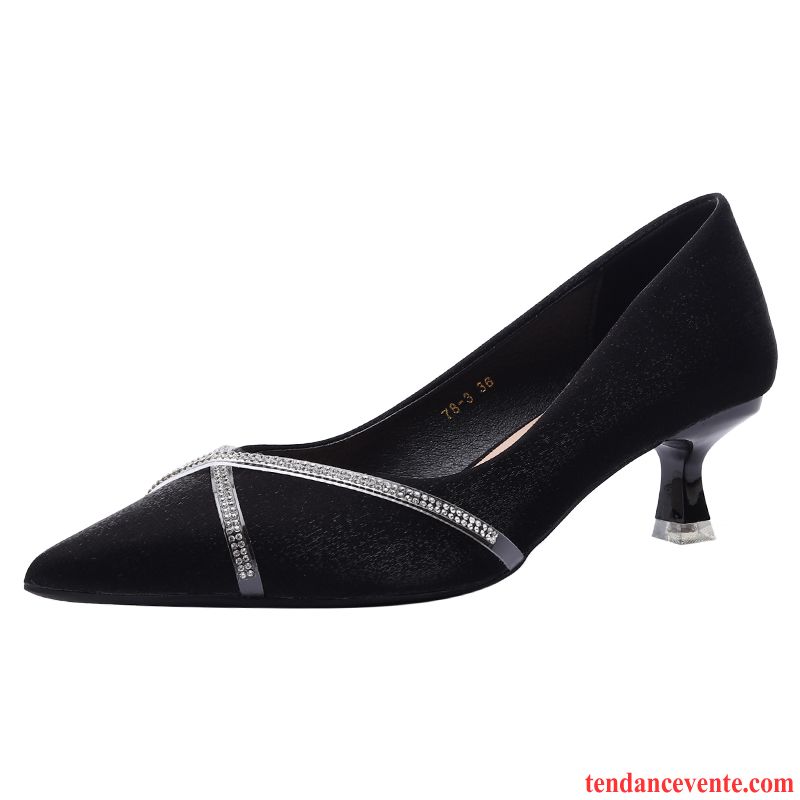 Escarpins Femme Derbies Dames Étudiant Mode Talons Minces Noir