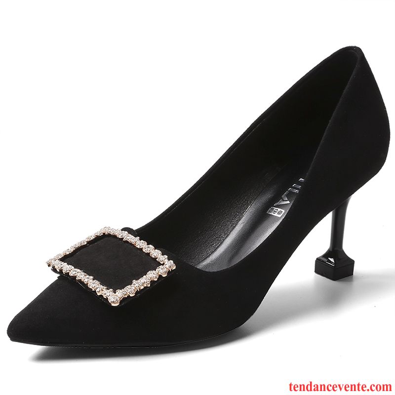 Escarpins Femme Princesse Talons Minces L'automne Pointe Pointue Imitation Strass Tous Les Assortis Noir Rose Clair