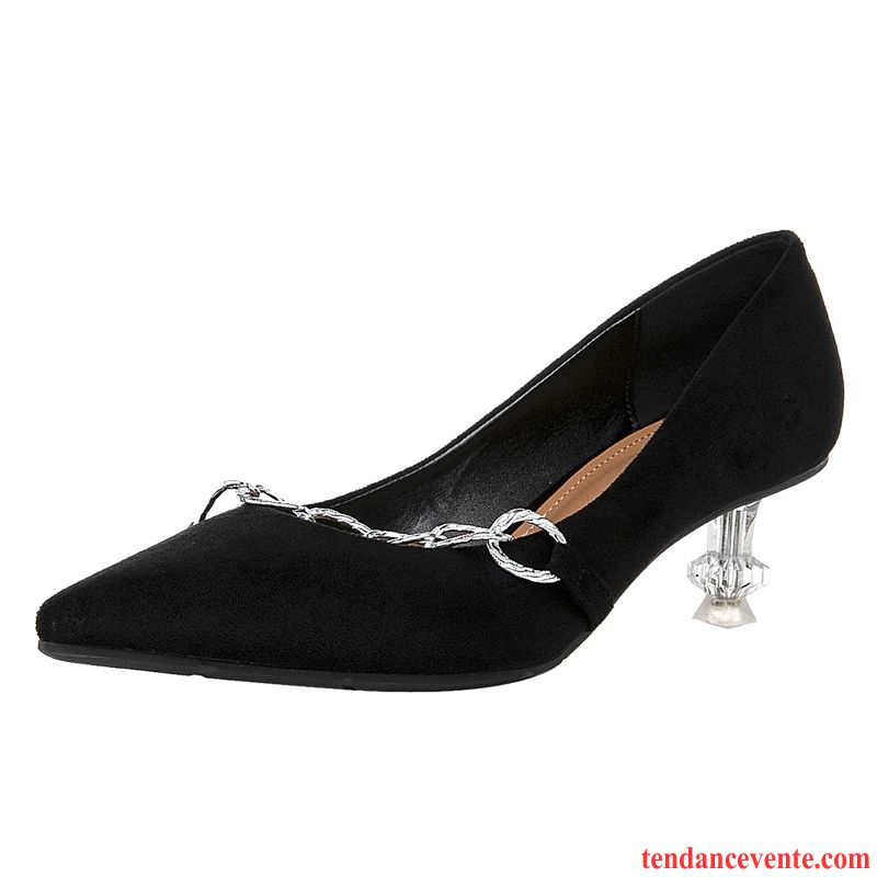 Escarpins Femme Tous Les Assortis Pointe Pointue Printemps Professionnel Talons Minces Derbies Noir