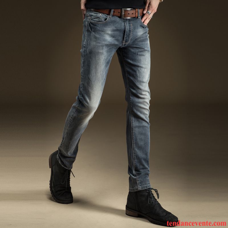 Jean Coloré Homme Hiver Slim Maigre L'automne Homme Tendance Jeunesse Extensible Pantalon Jambe Droite Vente