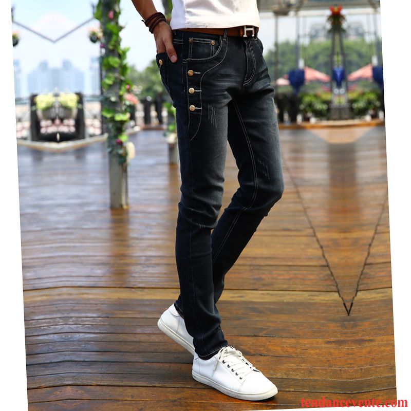 Jean Fashion Pas Cher Extensible L'automne Tendance Hiver Slim Homme Plus De Velours Bleu