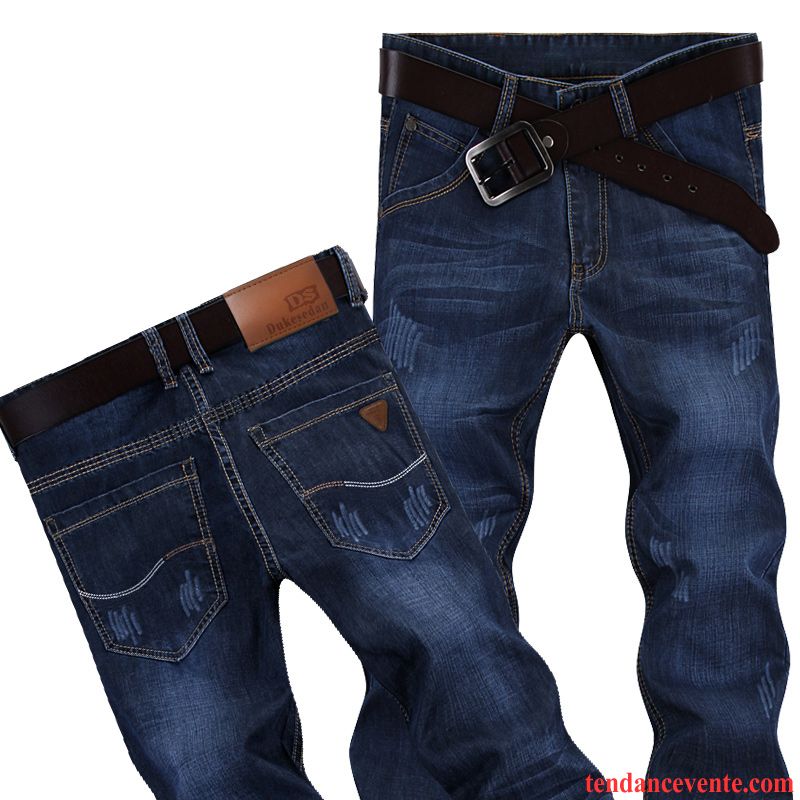 Jean Homme Pas Cher De Marque L'automne Slim Plus De Velours Pantalon Hiver Jeunesse Homme Tendance Renforcé Jambe Droite Bronzer Vente