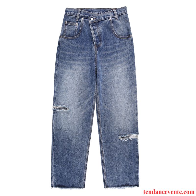 Jeans Femme Baggy Mince Harlan Troués L'automne Printemps Bleu Marin