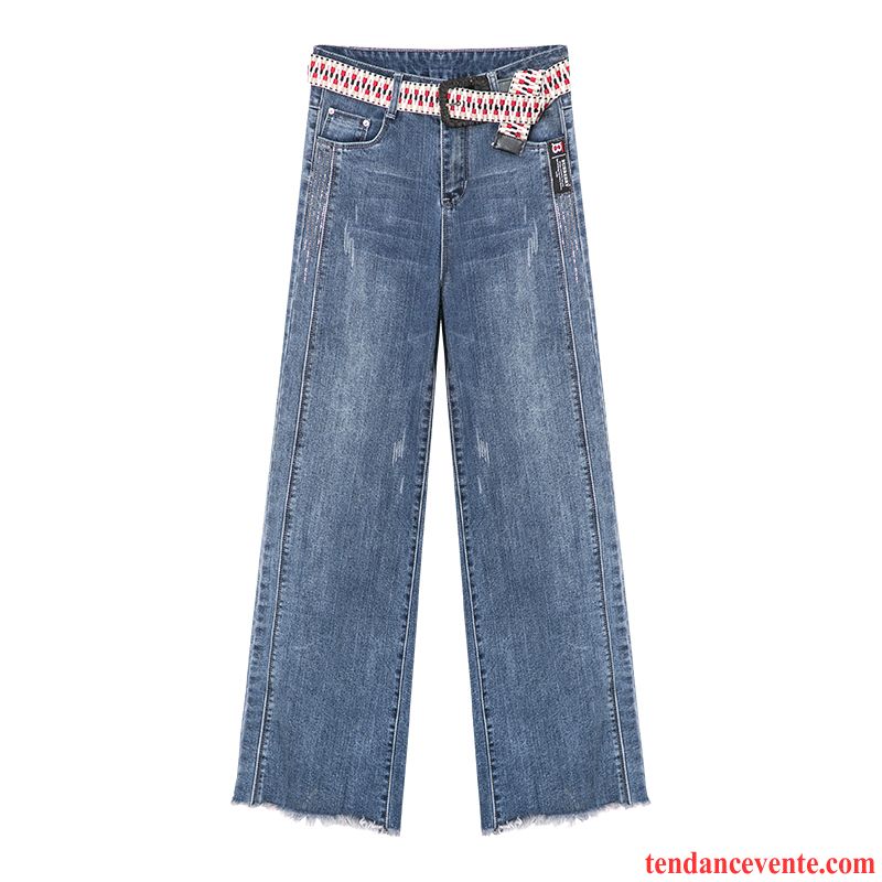 Jeans Femme Dame Forme Haute Cintrée Printemps Pantalon L'automne Baggy Bleu