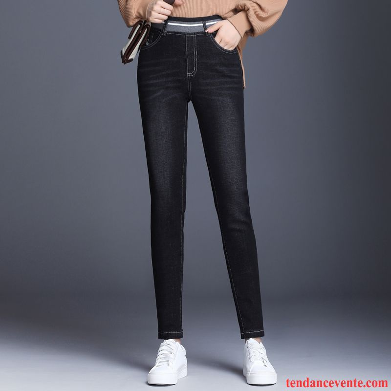 Jeans Femme Maigre Forme Haute Cintrée L'automne Mince Extensible Pantalons Crayon Noir