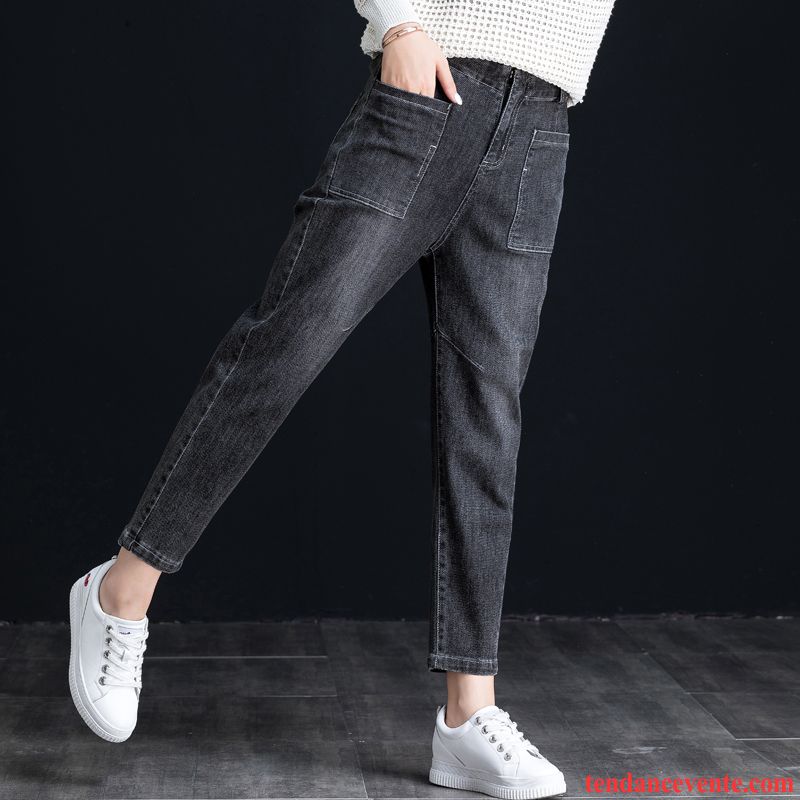 Jeans Femme Neuvième Pantalon Harlan L'automne Baggy Forme Haute Cintrée Printemps Noir Gris