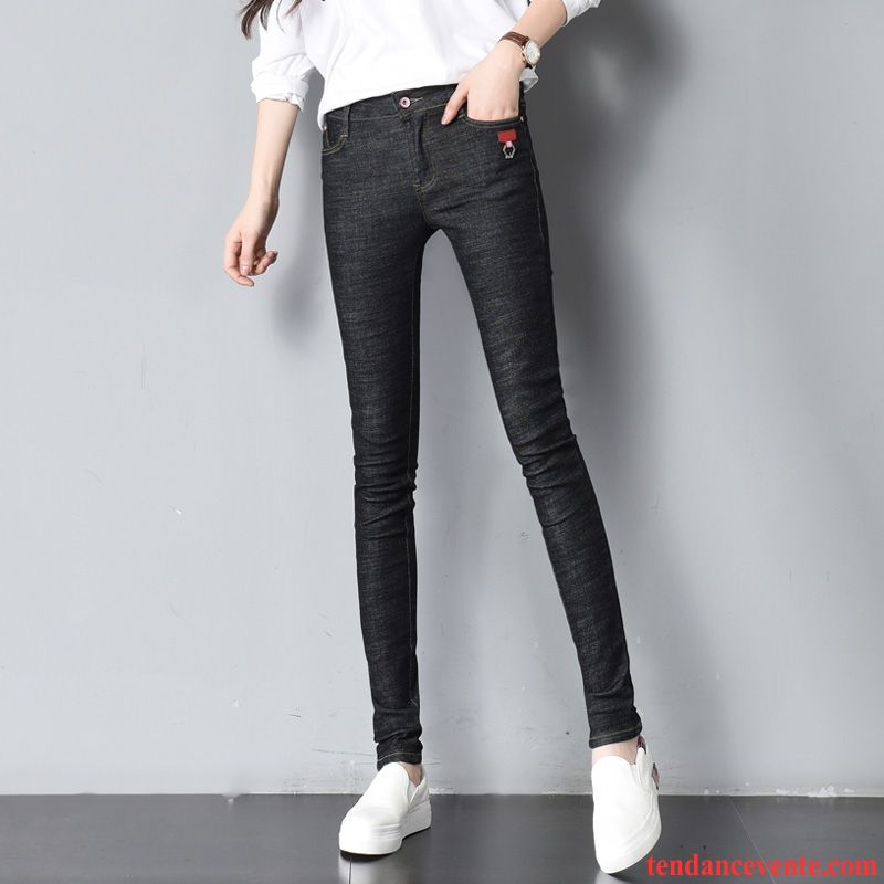 Jeans Femme Pantalons Crayon Longue Extensible L'automne Taillissime Maigre Noir Gris