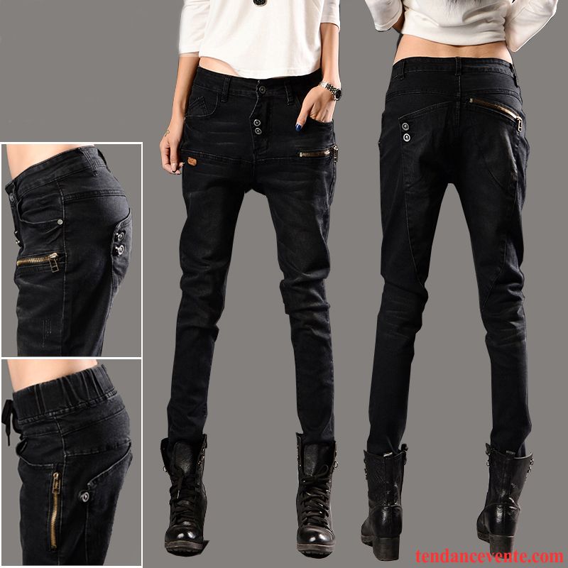 Jeans Femme Personnalité Mince Printemps Maigre Taillissime Harlan Noir