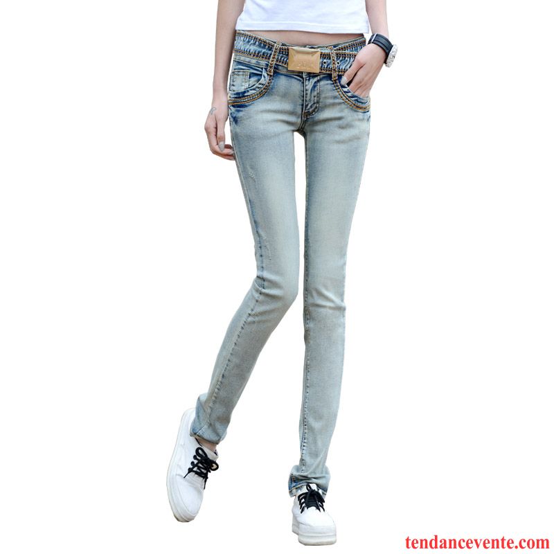 Jeans Femme Renforcé Mince Hiver Moulant Pantalon Pantalons Crayon Bleu