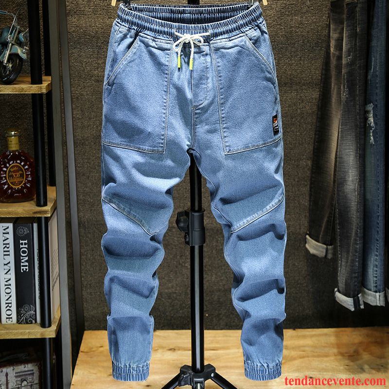 Jeans Homme Pantalons Baggy Tendance Slim Harlan Été Bleu