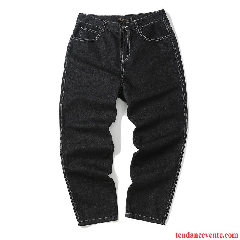 Jeans Homme Pas Cher Taille Basse Pantalon Harlan Noir Baggy Tendance Homme Jambe Droite Neuvième Pantalon L'automne