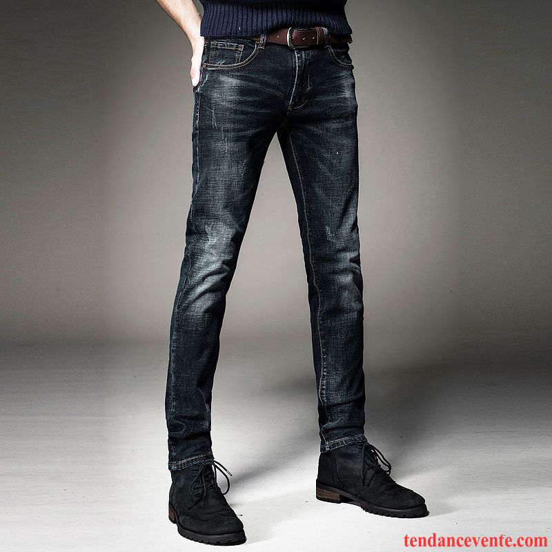 Jeans Homme Promo Hiver Homme L'automne Jambe Droite Slim Pantalon Extensible Tendance Jeunesse Chameau