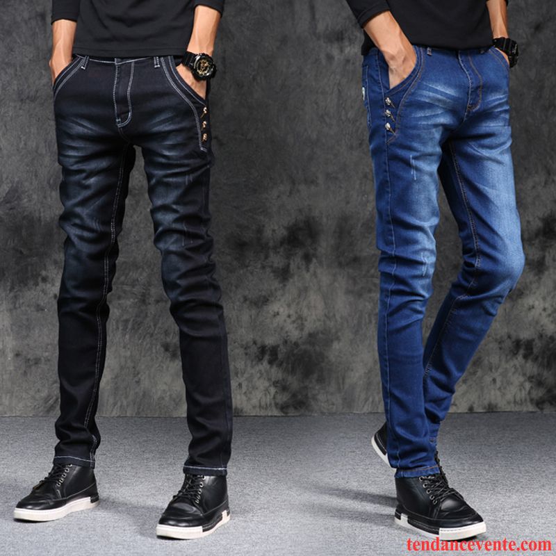 Jeans Homme Slim Extensible L'automne Pantalons Maigre Tendance Bleu