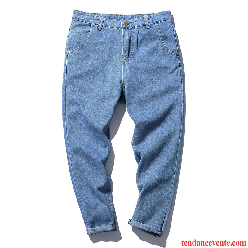 Jeans Homme Taillissime Tendance Neuvième Pantalon Baggy Jambe Droite Graisse Bleu Clair Rouge