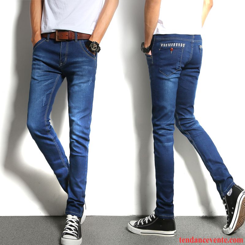 Jeans Homme Tendance L'automne Décontractée Jeunesse Maigre Slim Bleu