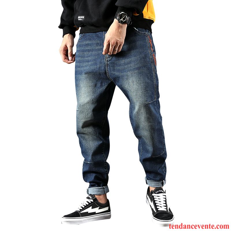 Jeans Pas Cher Homme Homme Tendance Extensible Plus De Velours Baggy Bleu Pantalon L'automne Renforcé Taillissime Harlan