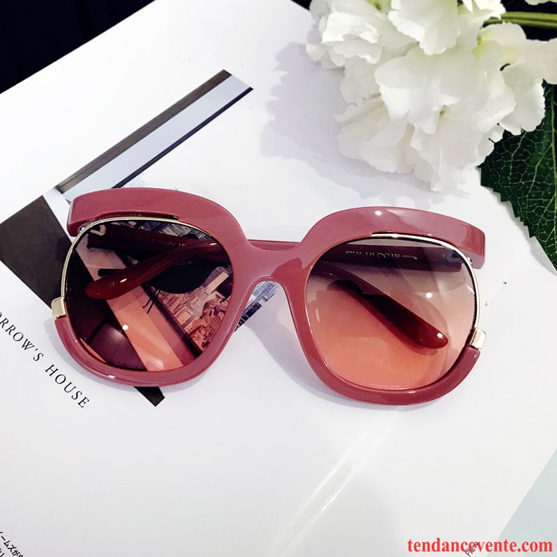 Lunettes De Soleil Femme Le Nouveau Personnalité Plage Tendance Mince Engrener Noir Rouge Rose