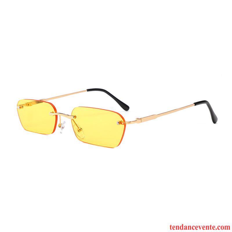 Lunettes De Soleil Femme Personnalité Transparent Rétro Homme Hip Hop Coloré Jaune