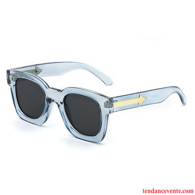 Lunettes De Soleil Femme Tendance Transparent Tir De Rue Personnalité Le Nouveau Visage Rond Bleu Gris