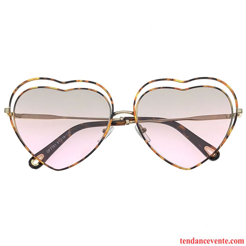 Lunettes De Soleil Femme Visage Rond En Forme De Coeur Amour Gros Tendance Europe Rose