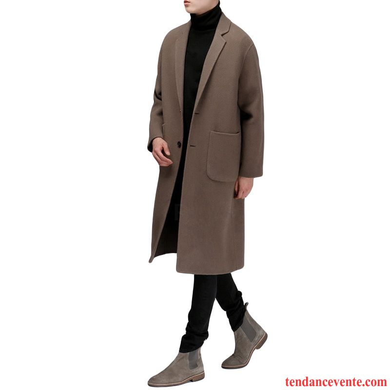 Manteau A Capuche Homme Manteau Baggy Homme La Laine Hiver Longue Pardessus Coupe Vent L'automne Tendance Renforcé Soldes