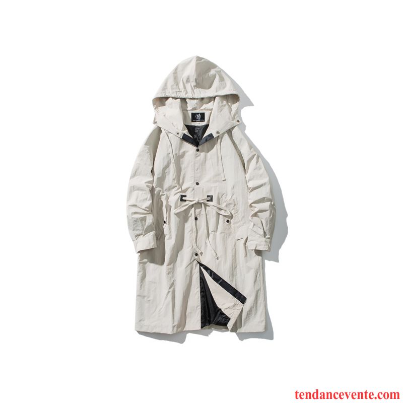 Manteau De Printemps Homme Hiver Manteau Longue Capuche Baggy Coupe Vent Jeunesse Homme Blanc Tous Les Assortis Pardessus Tendance L'automne Pensée Pas Cher