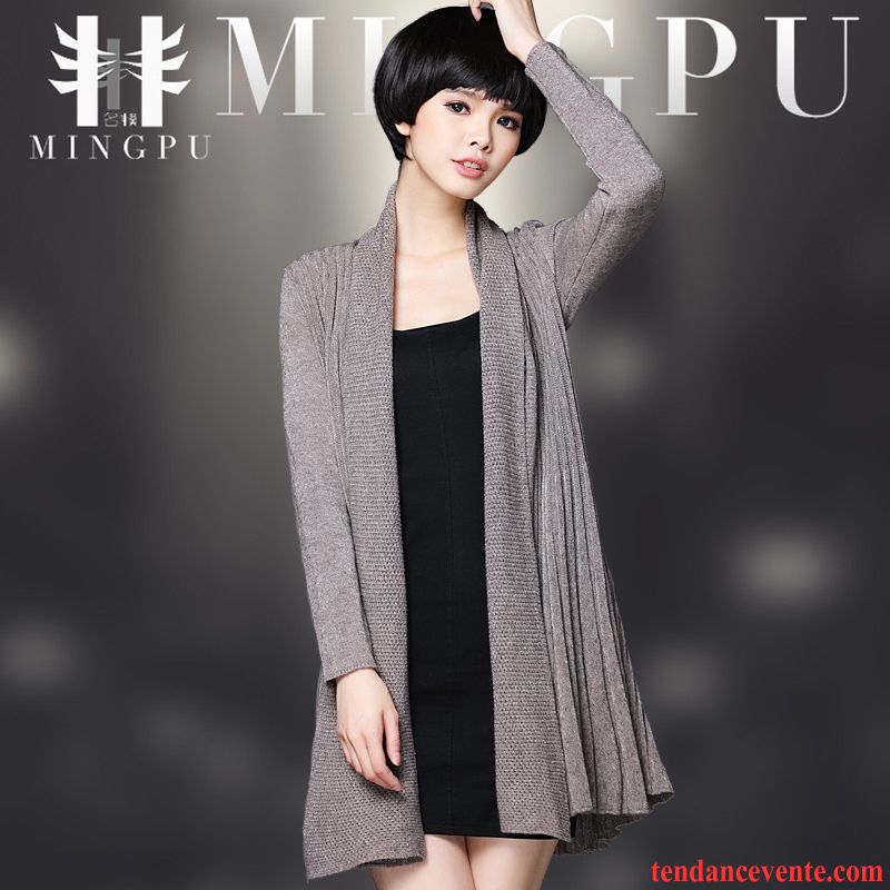 Manteau Femme Long Cintré Cardigan Femme Mince Longue Pull Pardessus Tricots En Maille Tous Les Assortis Printemps L'automne Pas Cher