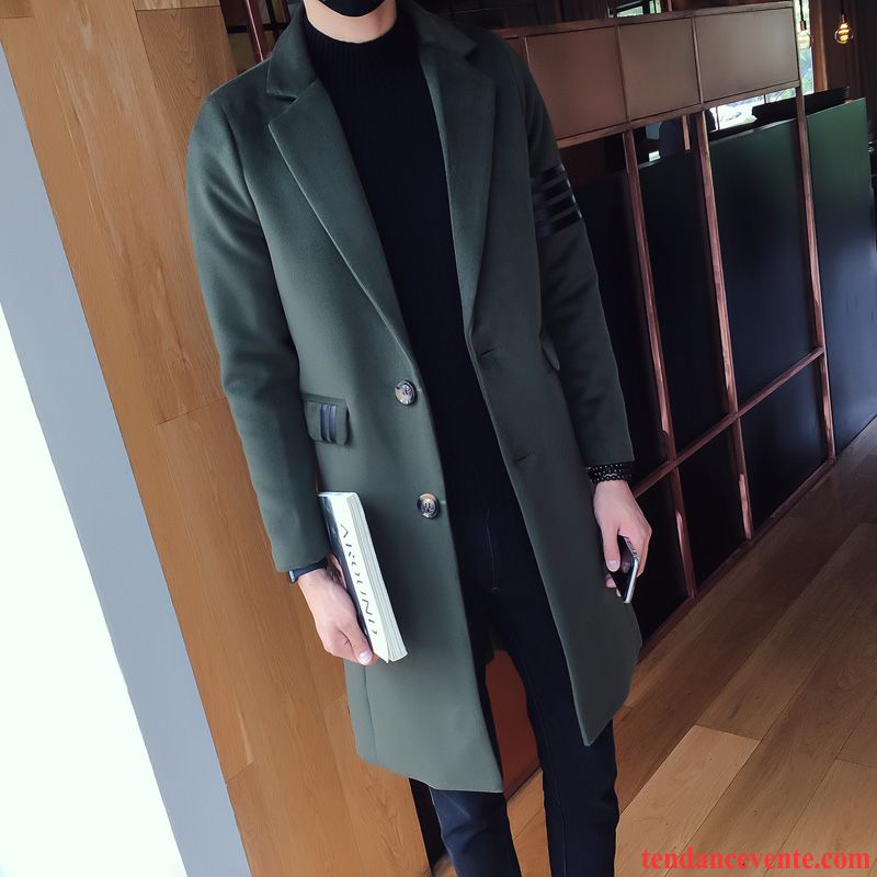 Manteau Hiver Pour Homme Tendance Coupe Vent Britanique Slim Homme Longue Hiver Jeunesse Pardessus Manteau Noir