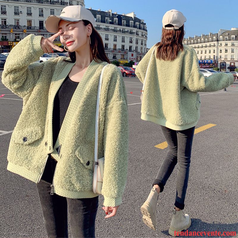 Manteaux Femme Pullovers Tendance De Laine Personnalité Confortable Haut Court Vert Clair