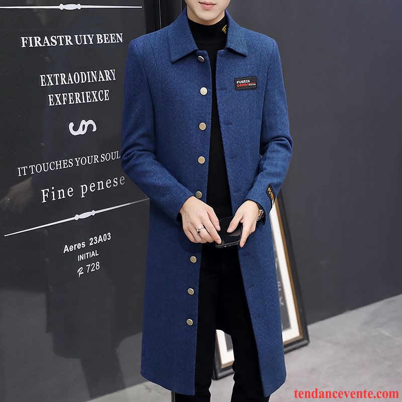 Manteaux Homme Coupe Vent Beau Longue Hiver Tendance L'automne Bleu