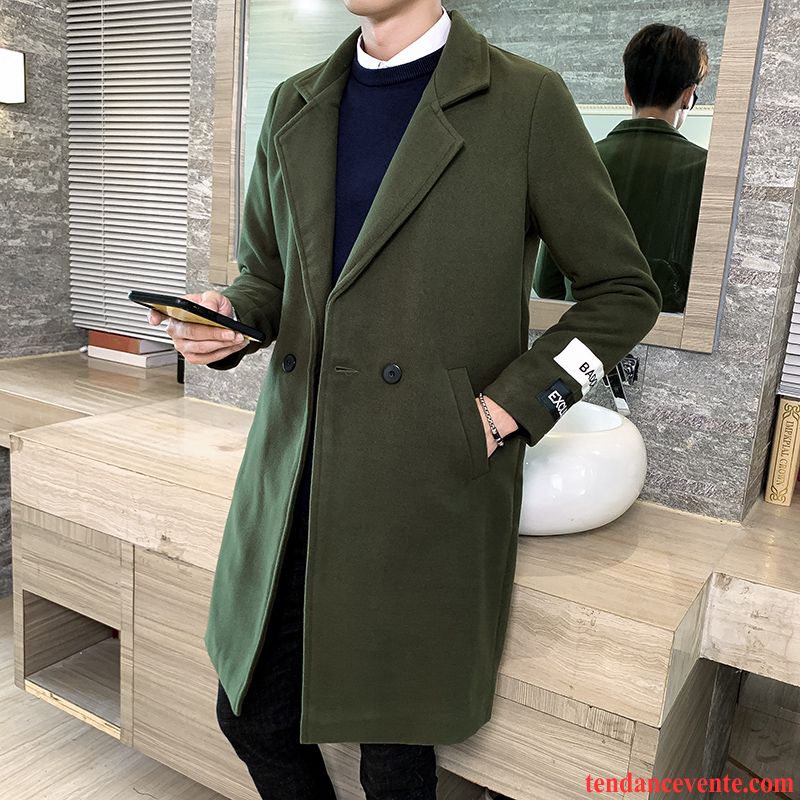 Manteaux Homme Tendance Coupe Vent L'automne Mode Slim Pardessus Vert