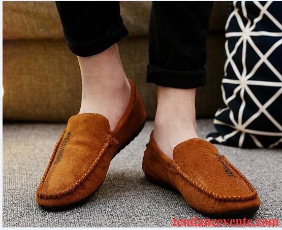 Mocassin Bicolore Homme Décontractée Paresseux Printemps Homme Basse Slip-on Tendance Chocolat