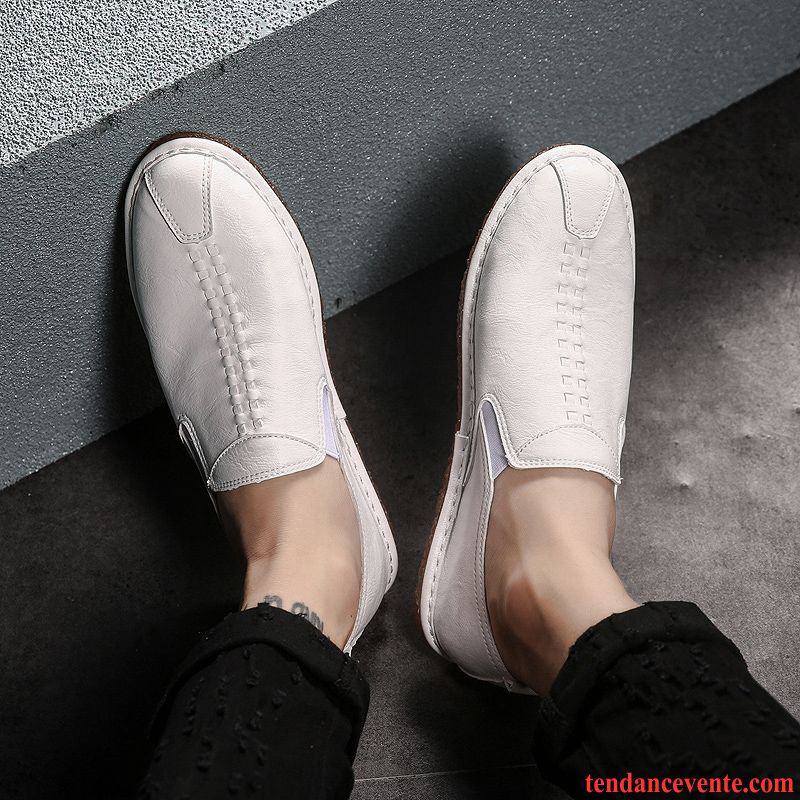 Mocassin Couleur Homme Tous Les Assortis Homme Slip-on Paresseux Été Tendance Décontractée Blanc Respirant Noir