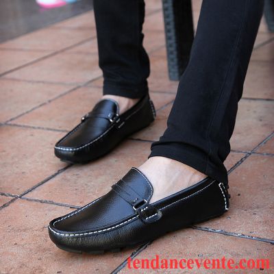 Mocassin Cuir Homme Pas Cher Tendance Décontractée Derbies Printemps Slip-on Noir Chaussures De Conduite Paresseux Homme Cuir Véritable Vente