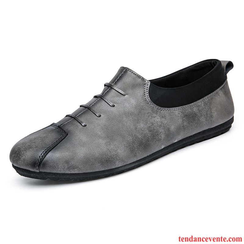 Mocassin Daim Homme Angleterre Décontractée Printemps Derbies Paresseux Tendance Homme Argent