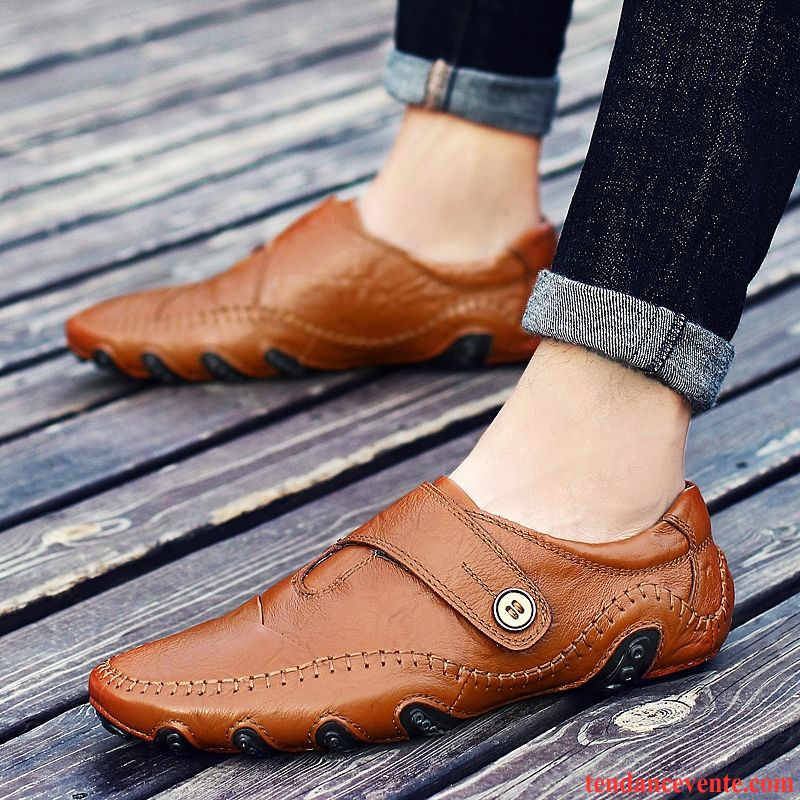 Mocassin De Marque Rouge Homme Été Décontractée Cuir Véritable Derbies Chaussures De Conduite