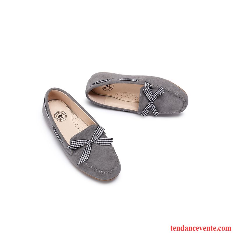 Mocassin Femme Marron Daim Paresseux Femme L'automne Derbies Plates Hiver Enceintes Tous Les Assortis Gris