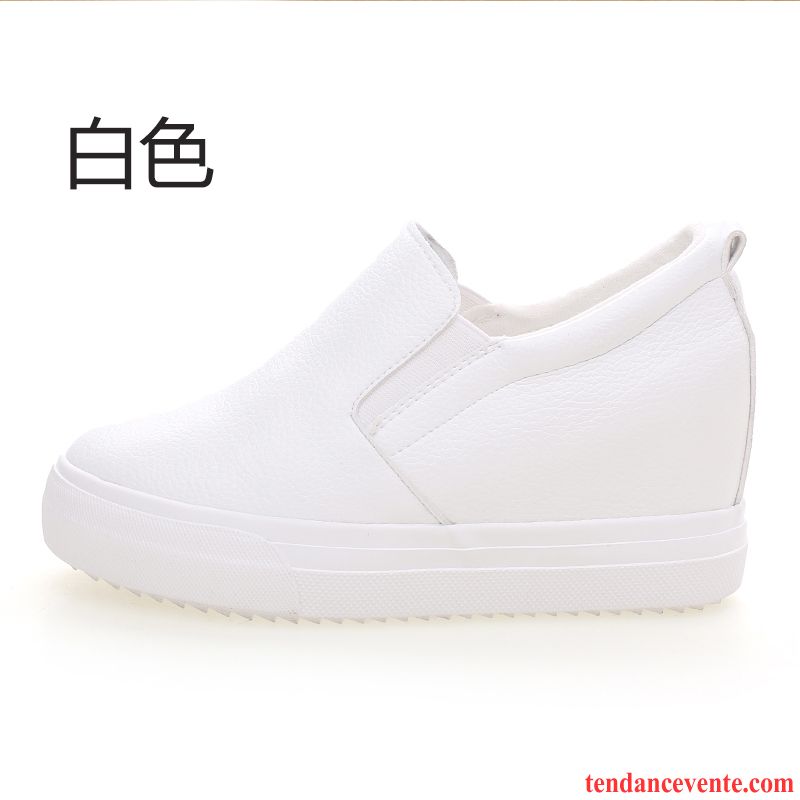 Mocassin Femme Tendance Étudiant Semelle Épaisse Femme Derbies Printemps Augmenté Blanc Rouge Pas Cher