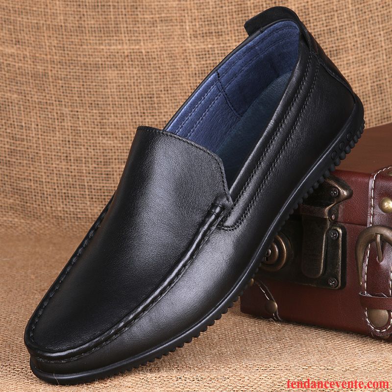 Mocassin Homme Rouge Décontractée Noir Été Cuir Véritable Derbies En Cuir Homme Respirant Semelle Doux Vente