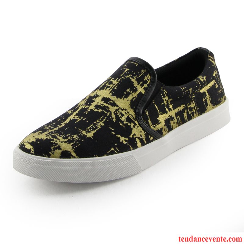 Mocassin Homme Talon Compensé Toile Homme Tendance Étudiant Slip-on Décontractée Été Chaussures De Skate Angleterre Jeunesse Laçage Bout Rond Saumon