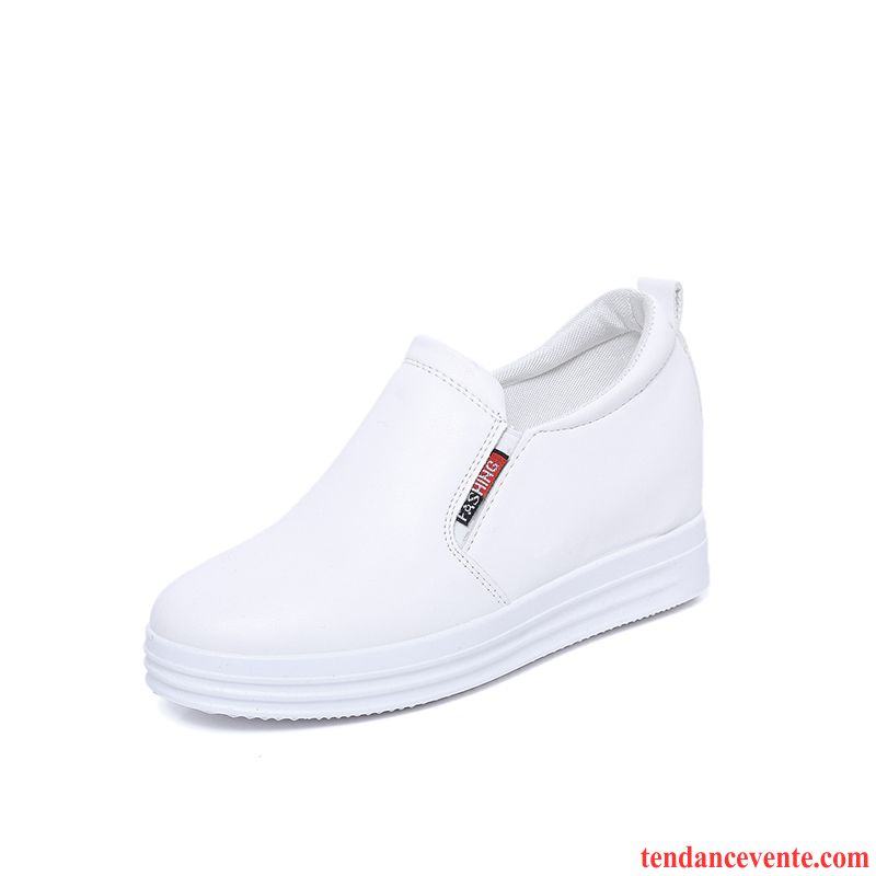 Mocassin Souple Femme L'automne Printemps Décontractée Augmenté Slip-on Femme Blanc Paresseux Tous Les Assortis Blanc