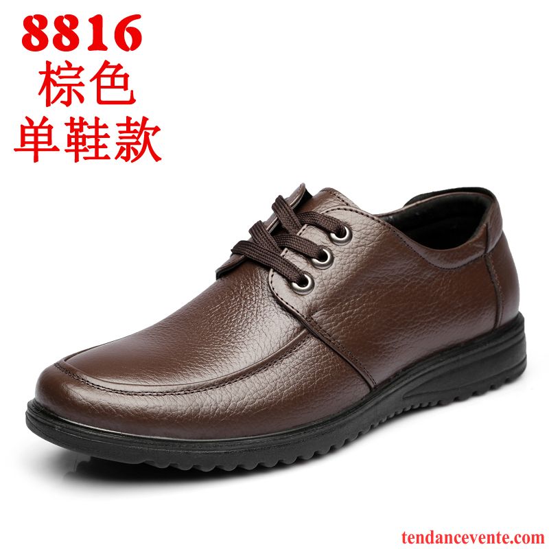 Mocassin Souple Homme Cuir Véritable Décontractée Homme Respirant Bout Rond Printemps Semelle Doux Derbies Pierre