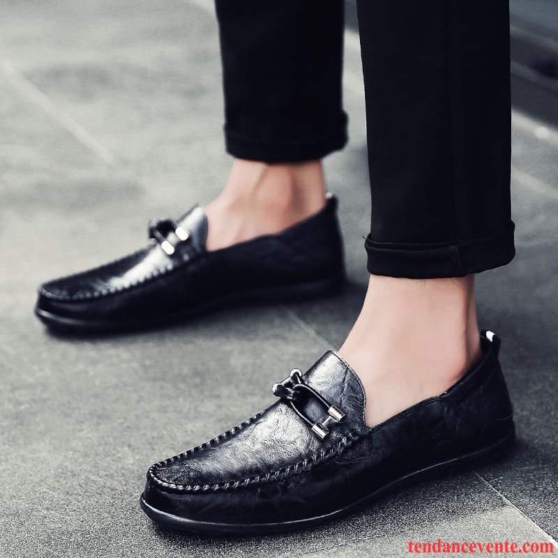 Mocassin Tendance Homme Paresseux Derbies L'automne Tendance Été Homme Cuir Véritable Tous Les Assortis Décontractée Noir Entreprise Personnalité