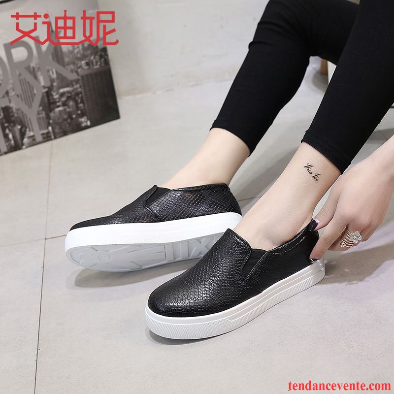 Mocassin Vernis Noir Femme Printemps Semelle Épaisse L'automne Derbies Femme Tendance Plates Paresseux Blanc Slip-on Décontractée Bleu