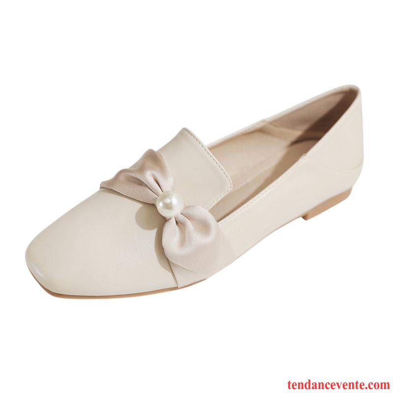 Mocassins Femme Plates Printemps Dames Derbies L'automne Blanc Clair