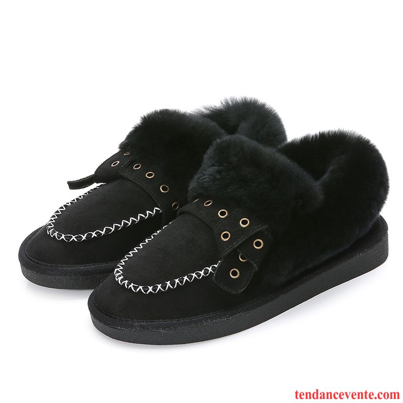 Mocassins Femme Plus De Velours Hiver Chaussures En Coton Plates Taillissime Noir