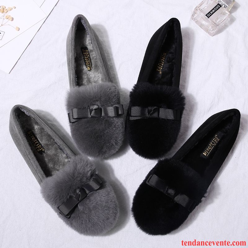 Mocassins Femme Plus De Velours Tous Les Assortis Chaussures En Coton Hiver Bout Rond Taillissime Noir