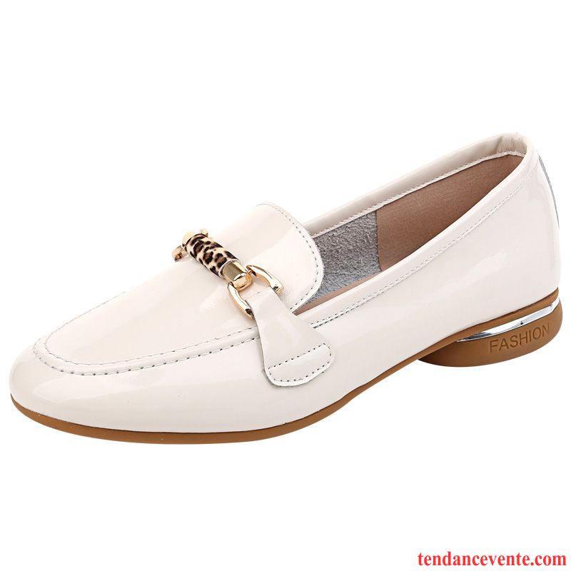 Mocassins Femme Slip-on Cuir Véritable Derbies Printemps Paresseux Semelle Doux Blanc