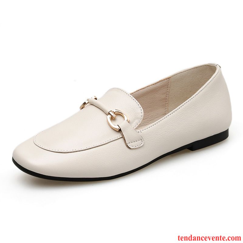 Mocassins Femme Slip-on Cuir Véritable Semelle Doux Plates Derbies L'automne